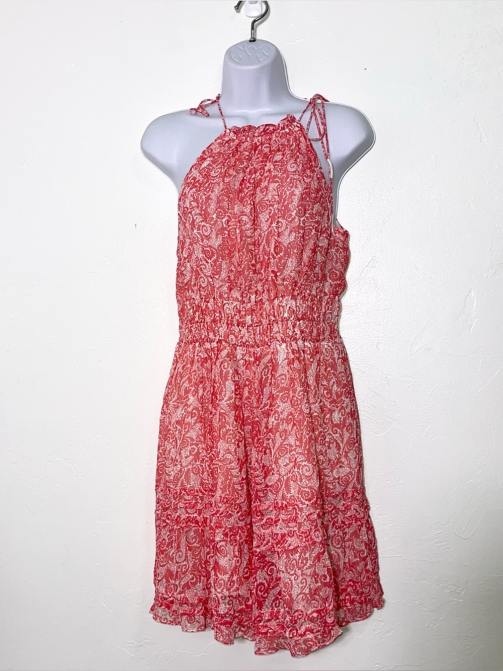 Anthropologie Somerset Halter Mini Dress Pink Coral Paisley Floral Size S - Picture 6 of 12